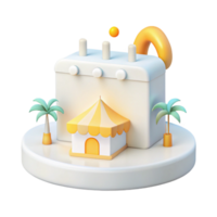 3D Render of a Circus Tent with Palm Trees and a Sunny Sky png