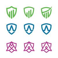Flat Simple Shield logo Icon design set vector