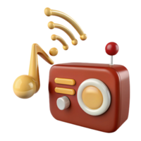 Retro Radio with Music Note and Wi-Fi Signal png
