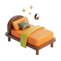 3D Render of a Bed with a Pillow and Blanket png