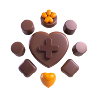 Chocolate Heart with Plus Symbol and Paw Print png
