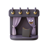 3D Render of a Stage with Curtains and a Smiley Face png