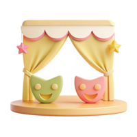 Smiling Playful 3D Masks on Stage png