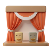 3D Render of Stage with Smiley Faces png