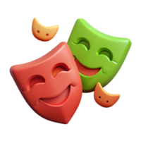 Smiling Playful Theater Masks 3D Render png