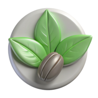 3D Render of a Coffee Bean with Leaves png