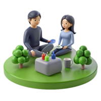 Couple Enjoying a Picnic in a Green Park png