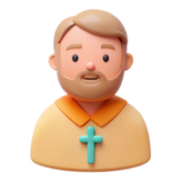 3D Illustration of a Man with a Beard and a Cross png
