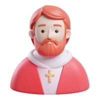 3D Cartoon Illustration of a Man with a Red Beard and Cross Pendant png
