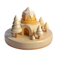 3D Rendered Winter Wonderland Scene with Igloo and Trees png