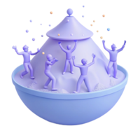 Playful Characters on a Mountain Inside a Bowl png
