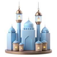 3D Render of a Mosque with Lanterns png