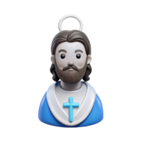 3D Render of a Religious Figure with Halo and Cross png