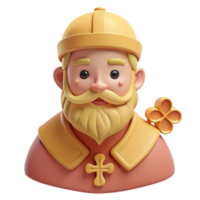 3D Render of a Cartoon Man with a Beard and a Cross png