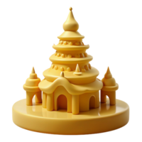 3D Render of a Yellow Castle with a Dome png