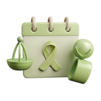 Calendar with Green Ribbon and Scales of Justice png