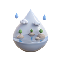 Water Drop with Clouds and Trees png
