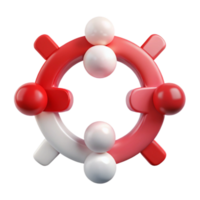 3D Rendered Abstract Circular Shape with Red and White Elements png