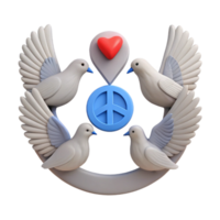 Peace Symbol with Doves and Heart png