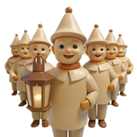 Smiling Figures in a Line Holding a Lantern png