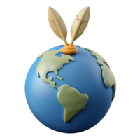 3D Globe with Cartoon Feathers png
