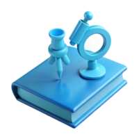 3D Rendered Book with Microscope and Pushpin png