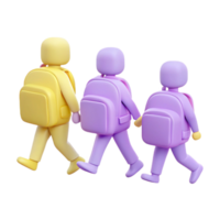 Backpack Illustration Three 3D Figures Walking With Backpacks png