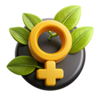 Female Symbol with Green Leaves 3D Render png