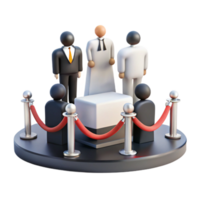 Exclusive VIP Access 3D Render of People with Red Rope Barriers and Elevated Platform png