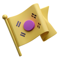 3D Render of a Waving Yellow Flag with a Purple Circle in the Center png