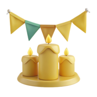 Three Candles and a Bunting for a Festive Celebration png