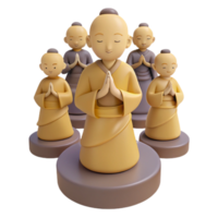 Group of Praying Monks in 3D Render png