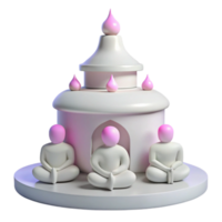 Meditation and Spirituality 3D Render of a Temple with Figures in Contemplation png