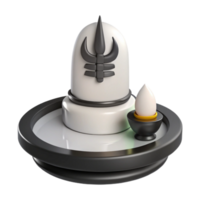 3D Render of a White Shiva Lingam with a Trident Symbol on a Black Platform png