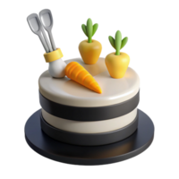 3D Render of a Carrot Cake with Carrot Decorations png