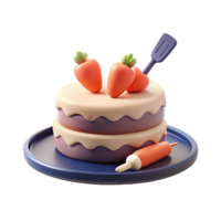 3D Rendered Cake with Carrots and Baking Tools png