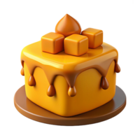 Square Cake with Caramel Drizzle and Toppings png