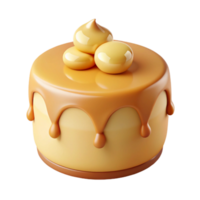 Caramel Drizzled Cake with Cream Topping png