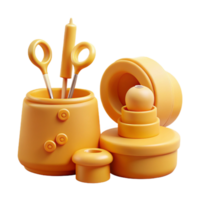 3D Rendered Yellow Container with Various Objects png