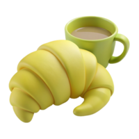 3D Render of a Croissant and a Cup of Coffee png