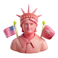 3D Statue of Liberty with Flags png
