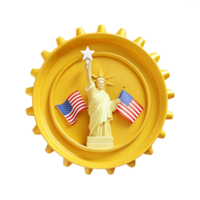 Statue of Liberty with American Flags in a Circular Frame png