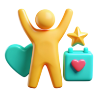 3D Illustration of a Happy Character with Hearts and a Star png