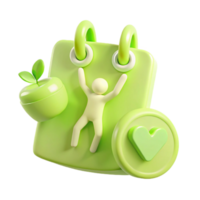3D Illustration of a Green Calendar with a Stick Figure and a Heart png