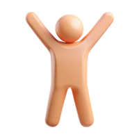 3D Render of a Simple Stick Figure Raising Its Hands png