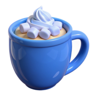 Blue Mug with Whipped Cream and Marshmallows png