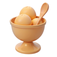 3D Render of a Bowl of Ice Cream with a Spoon png