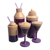 Whipped Cream Coffee Drinks in Different Glassware png