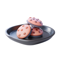 Three Chocolate Chip Cookies on a Plate png