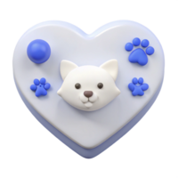 Cute 3D Heart-Shaped Icon with a Puppy Face and Paw Prints png
